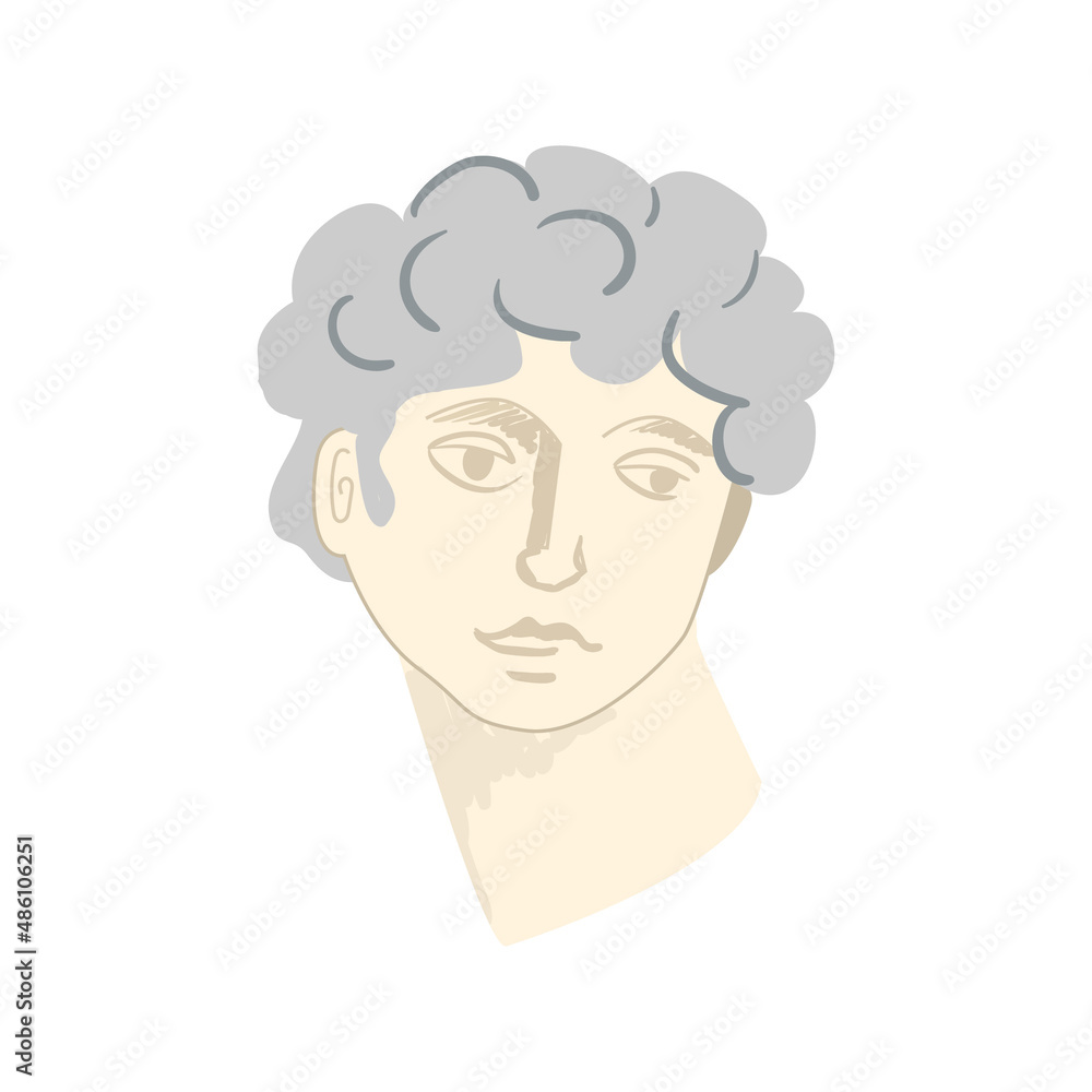 Antique portrait of classical greek god. Statue of human head. Vector illustration. Statue of apollo or david Antique portrait of classical greek god. Statue of human head. Vector illustration. Statue of apollo or david