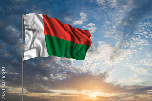 Waving National flag of Madagascar