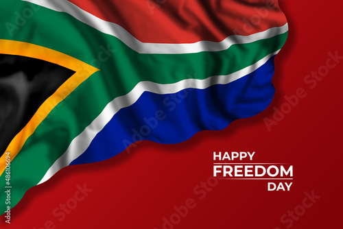 Εκτύπωση καμβά South Africa independence day card with flag