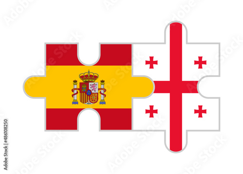 puzzle pieces of spain and georgia flags. vector illustration isolated on white background