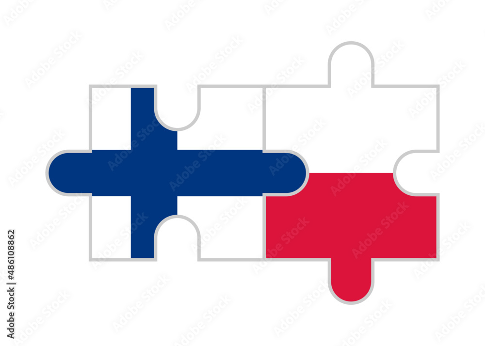 puzzle pieces of finland and poland flags. vector illustration isolated on white background puzzle pieces of finland and poland flags. vector illustration isolated on white background