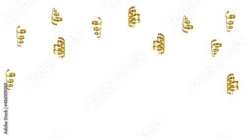 Falling gold confetti isolated on white background