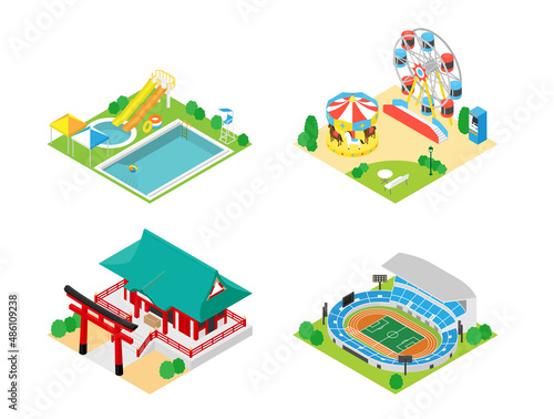 アイソメトリック建物イラスト