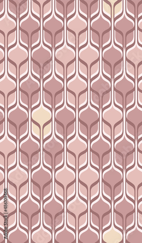 Art deco wallpaper in pink, light purple color. Seamless vector pattern. Design for textile, wrapping, decorative background. Vintage, modern style.