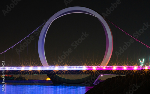 Suspension Qetaifan Island Bridge in Qatar