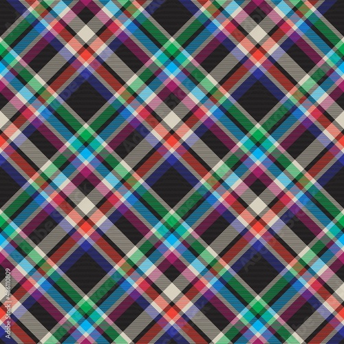 Rainbow Diagonal Plaid Tartan textured Seamless Pattern Design