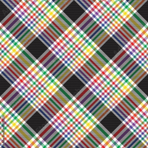 Rainbow Diagonal Plaid Tartan textured Seamless Pattern Design