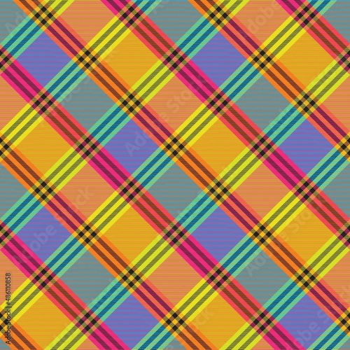 Rainbow Diagonal Plaid Tartan textured Seamless Pattern Design