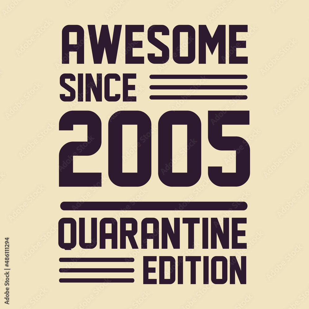 Fototapeta premium Born in 2005 Vintage Retro Birthday, Awesome since 2005 Quarantine Edition