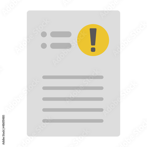 Warning document. File icon with exclamation mark. Vectors.