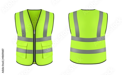 Fotografija Isolated safety vest jacket, security and worker uniform wear