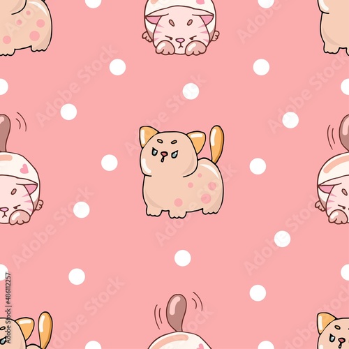 seamless vector pattern with cartoon funny cats