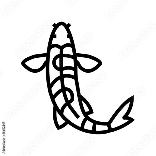 fish koi line icon vector. fish koi sign. isolated contour symbol black illustration