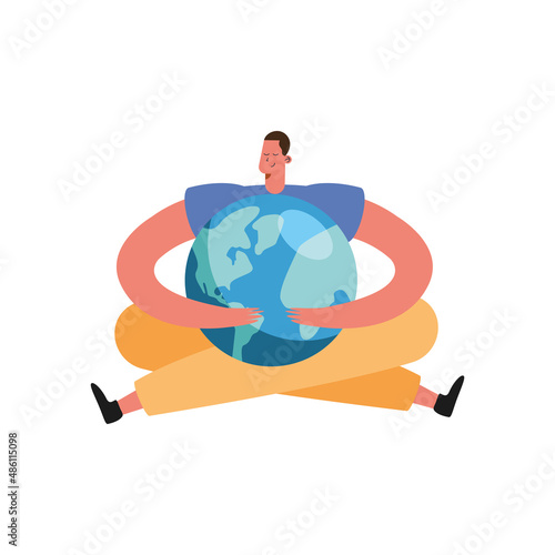 ecologist hugging the earth