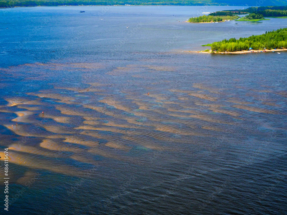 landscape, view of the river, Volga, boats go on the river and people do water sports landscape, view of the river, Volga, boats go on the river and people do water sports