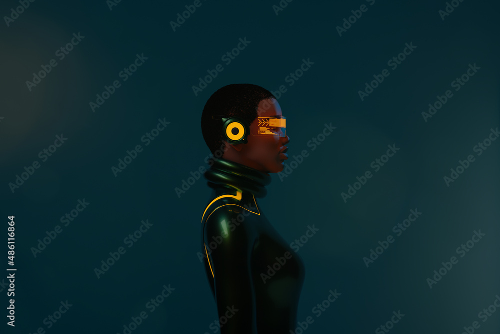 woman With Augmented Virtual Reality Glasses woman With Augmented Virtual Reality Glasses
