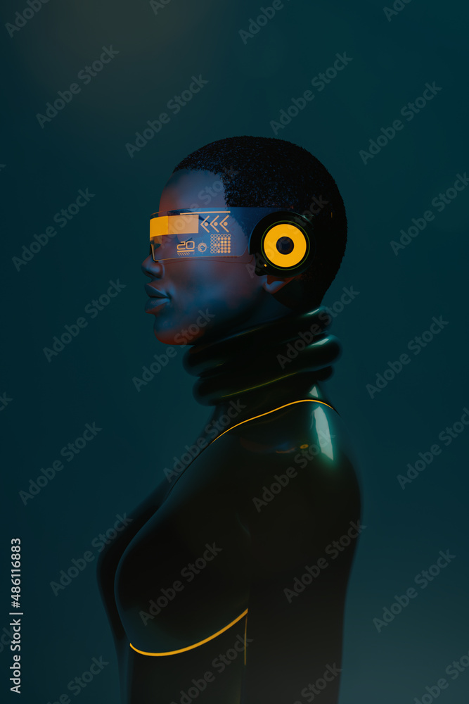 woman With Augmented Virtual Reality Glasses woman With Augmented Virtual Reality Glasses