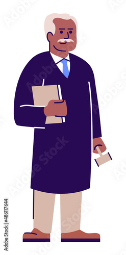 Elected magistrate semi flat RGB color vector illustration. Job position. Male judge with gavel isolated cartoon character on white background