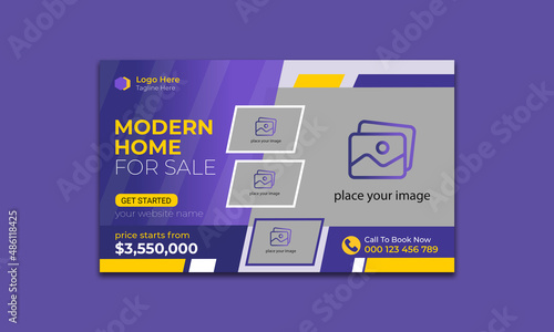 Real estate or house sale business promotion web banner and social media banner template