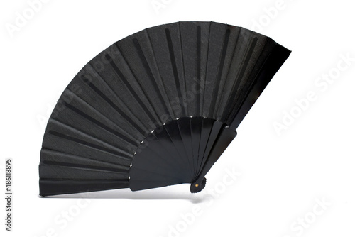 black classic fan cool air white background