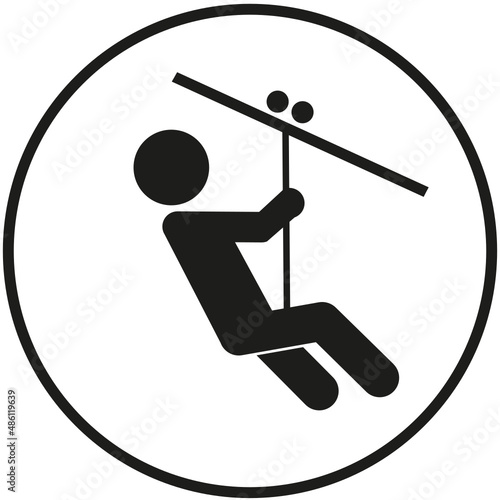 Parc Accrobranche Pictogramme Glyphe  tyrolienne