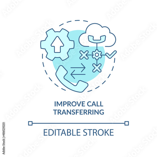 Improve call transferring turquoise concept icon. Easy communication. UCaaS benefits abstract idea thin line illustration. Isolated outline drawing. Editable stroke. Arial, Myriad Pro-Bold fonts used