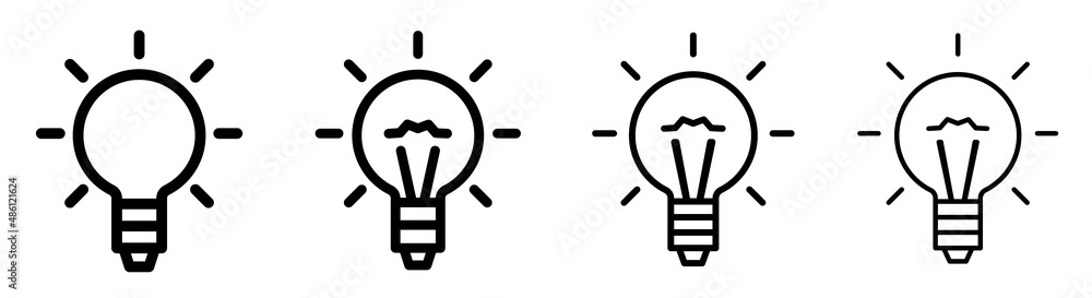 Light bulb icon. Idea icons. Bulb outline icons vector set. Vector illustration