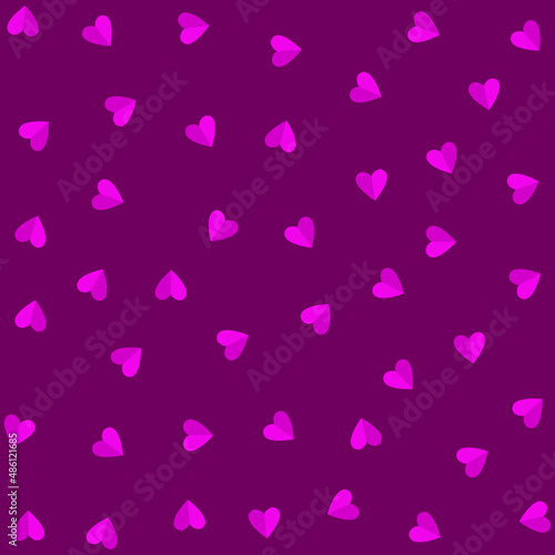 Pink heart symbols on a purple background.