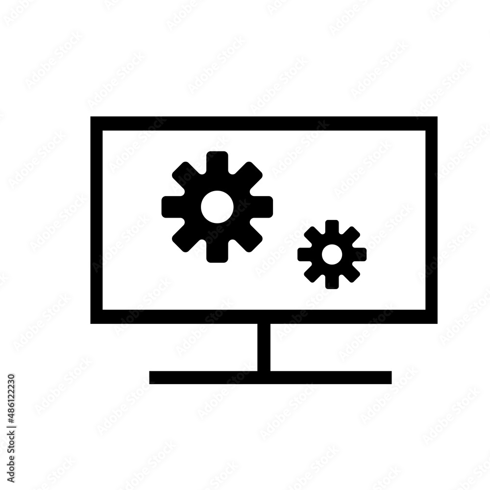 computer screen with gears in black and white computer screen with gears in black and white