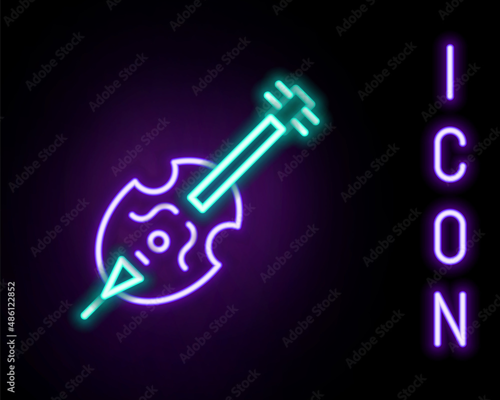Glowing neon line Violin icon isolated on black background. Musical instrument. Colorful outline concept. Vector Glowing neon line Violin icon isolated on black background. Musical instrument. Colorful outline concept. Vector