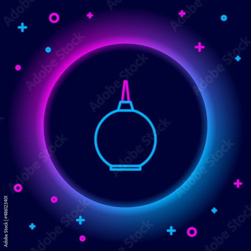 Glowing neon line Enema icon isolated on black background. Enema with a plastic tip. Medical pear. Colorful outline concept. Vector