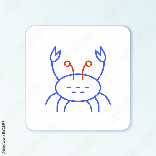 Line Crab icon isolated on white background. Colorful outline concept. Vector