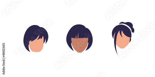 Set of faces Women of different nationalities. Isolated. Flat style.