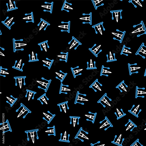 Line Place De La Concorde in Paris, France icon isolated seamless pattern on black background. Vector