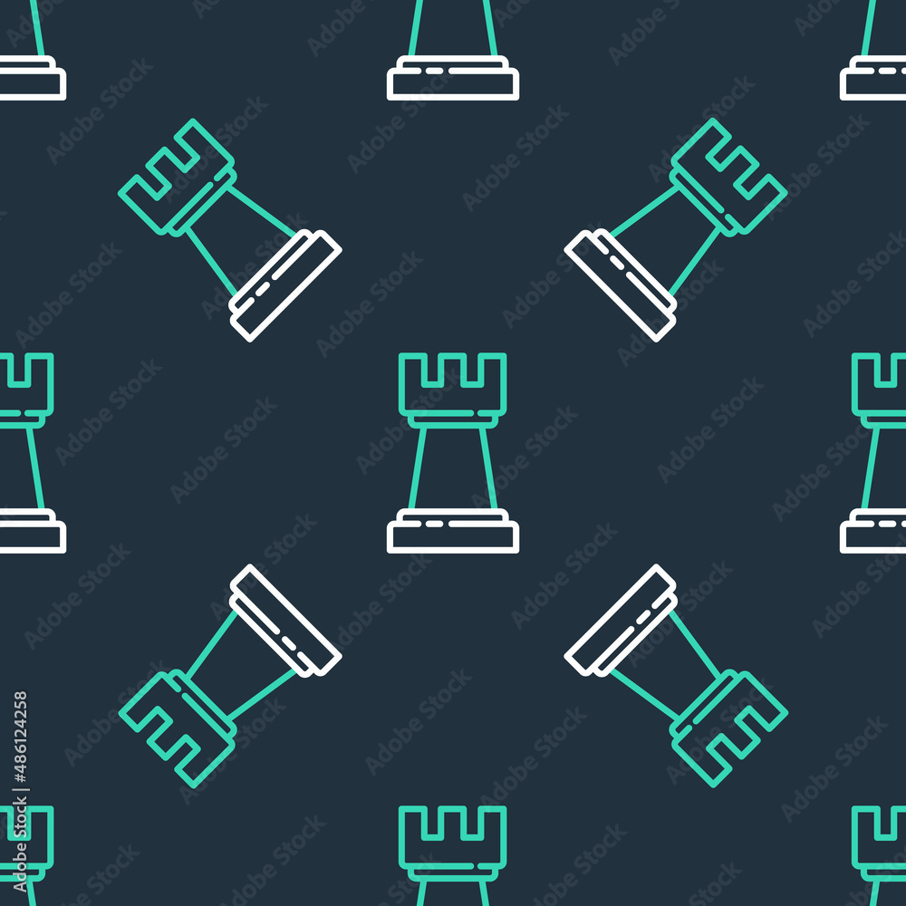 Line Chess icon isolated seamless pattern on black background. Business strategy. Game, management, finance. Vector Line Chess icon isolated seamless pattern on black background. Business strategy. Game, management, finance. Vector