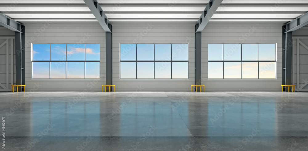 New empty warehouse or factory open space New empty warehouse or factory open space