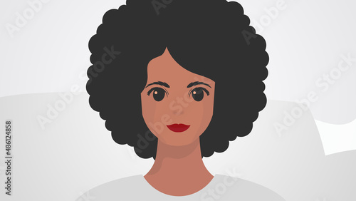 Banner with female African American appearance. The concept of the movement for the empowerment of women. Vector illustration.