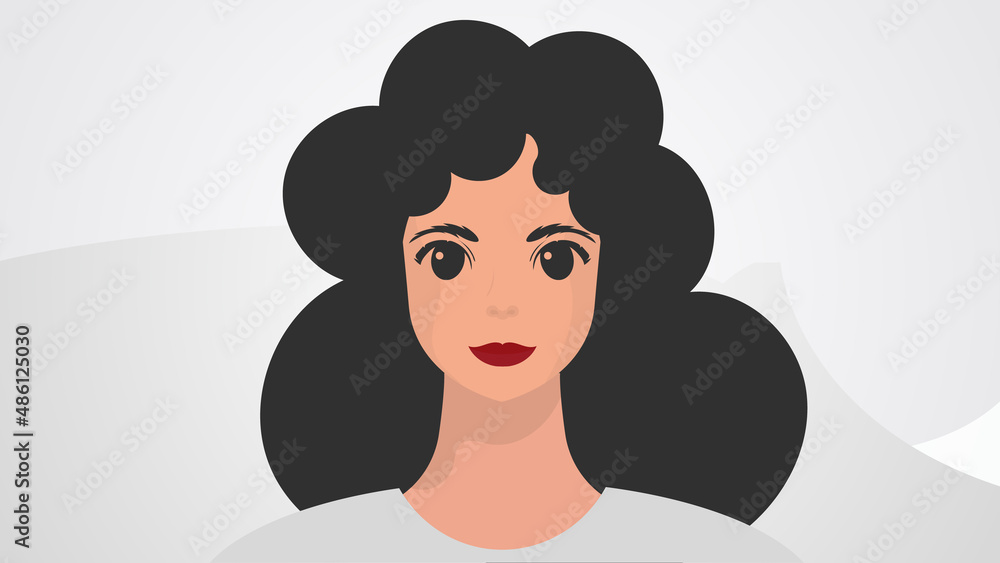 Banner with a woman close-up. Strong girl on, front view. Vector. Banner with a woman close-up. Strong girl on, front view. Vector.