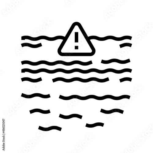 sea ocean crisis line icon vector. sea ocean crisis sign. isolated contour symbol black illustration