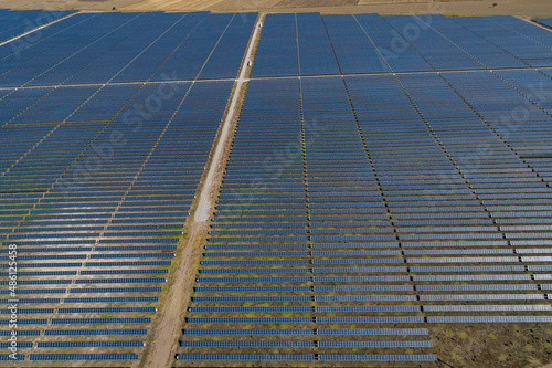 solar panel field aerial view