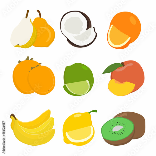 Food, vegetables and fruits. Vector illustration.drawings for a poster, postcard or background.