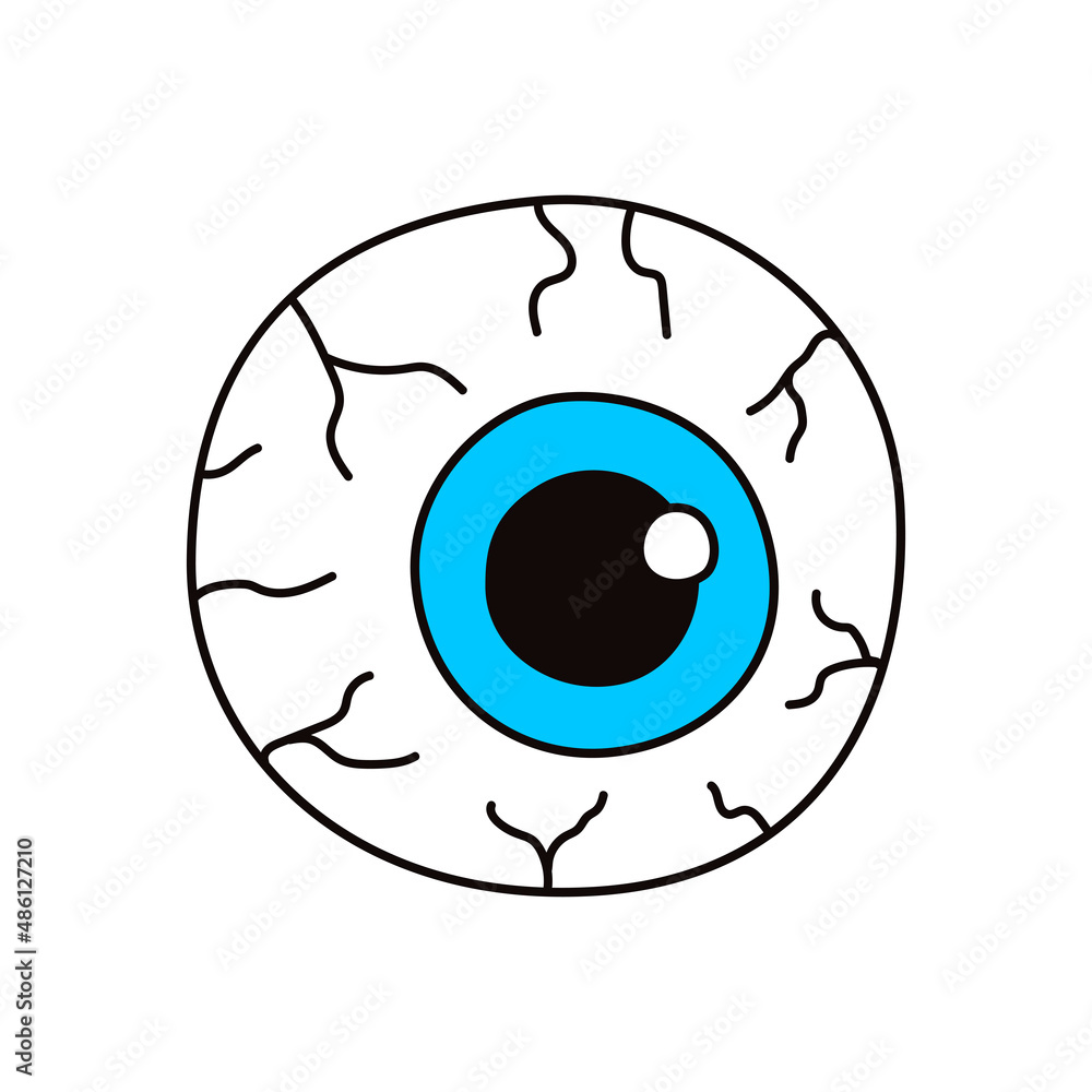 Blue eyeball vector, eye with veins. Halloween decoration. Blue eyeball vector, eye with veins. Halloween decoration.