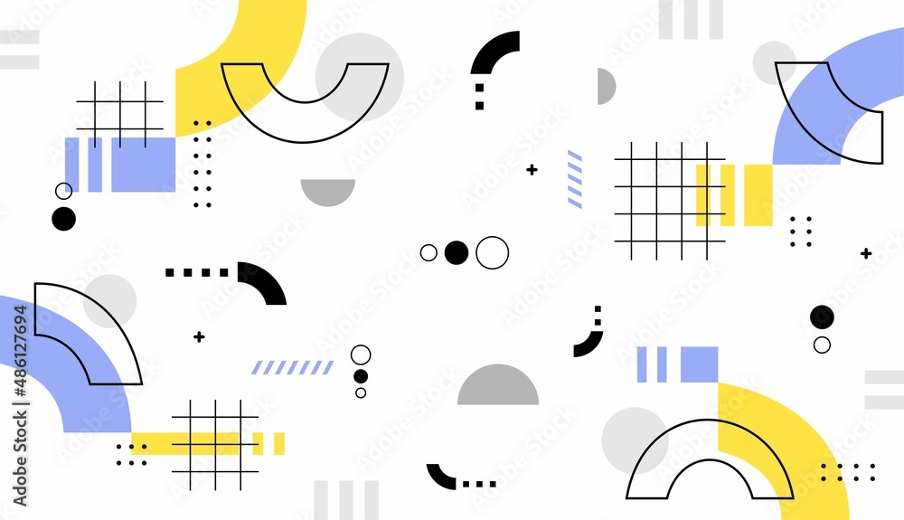 Obraz premium Geometric shapes background design vector with cute pastel colors