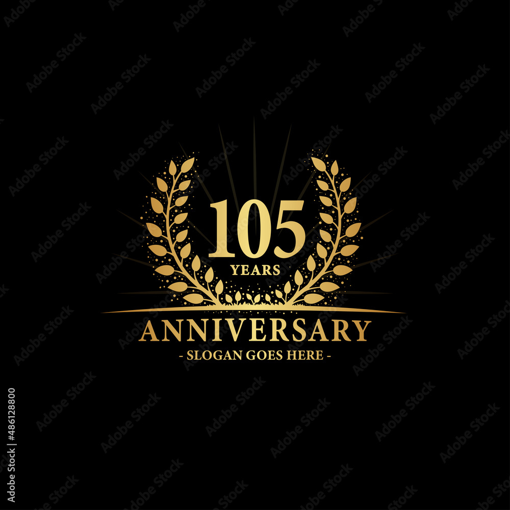 105 years anniversary logo. Vector and illustration.