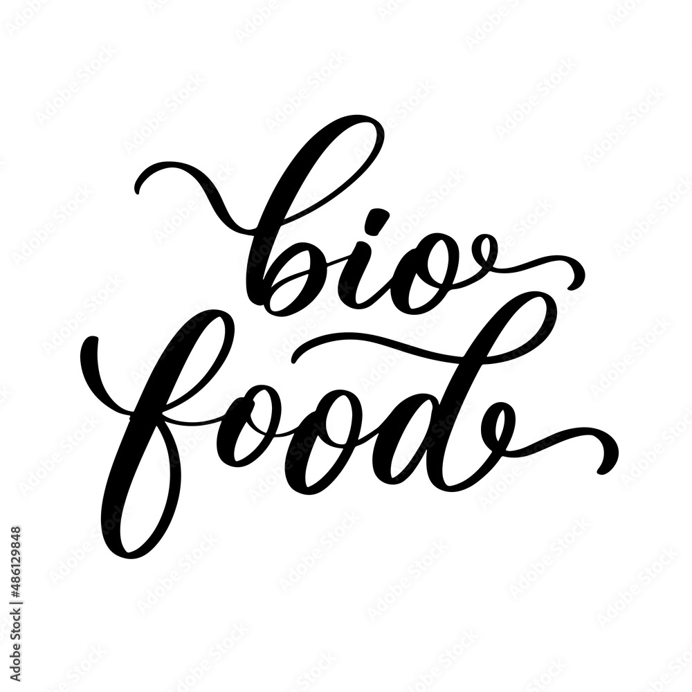 Bio food typography lettering inscription for health center, organic and vegetarian store, poster, logo. Bio food typography lettering inscription for health center, organic and vegetarian store, poster, logo.