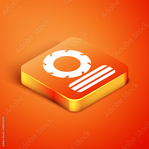 Isometric Lying burning tires icon isolated on orange background. Vector