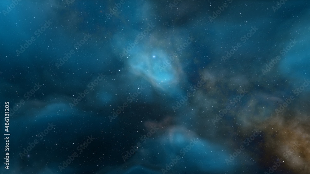 Obraz premium Beautiful nebula in cosmos far away 3d rendering 