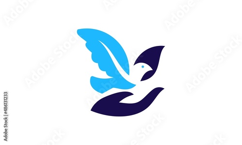 illustration vector graphic logo of negative dove and hand