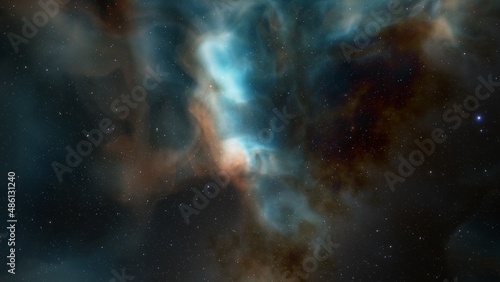 Beautiful nebula in cosmos far away 3d rendering 