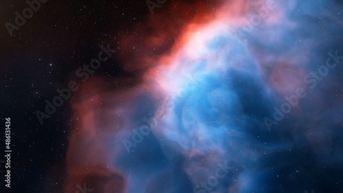 Beautiful nebula in cosmos far away 3d rendering 